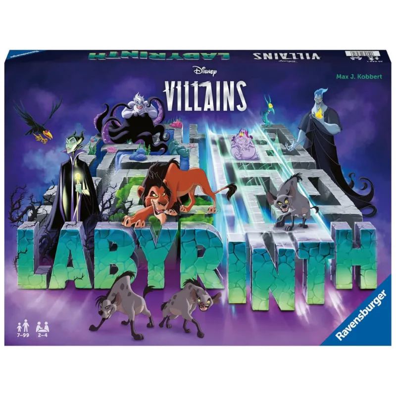 Jogo deTabuleiro do Labirinto dos Vilões da Disney: Diversão em Família, Design Premium, Presente Ideal para Fãs, Indicado para +7 anos