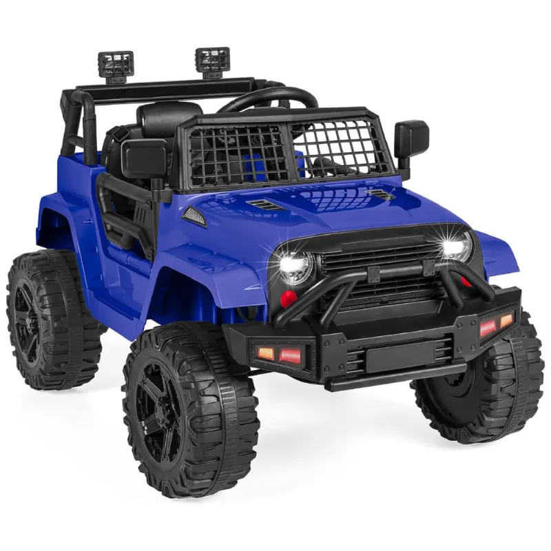 Caminhão Elétrico Infantil 12V da Best Choice Products com Controle Remoto para Pais, Suspensão de Molas, Luzes de LED, Porta AUX - Azul