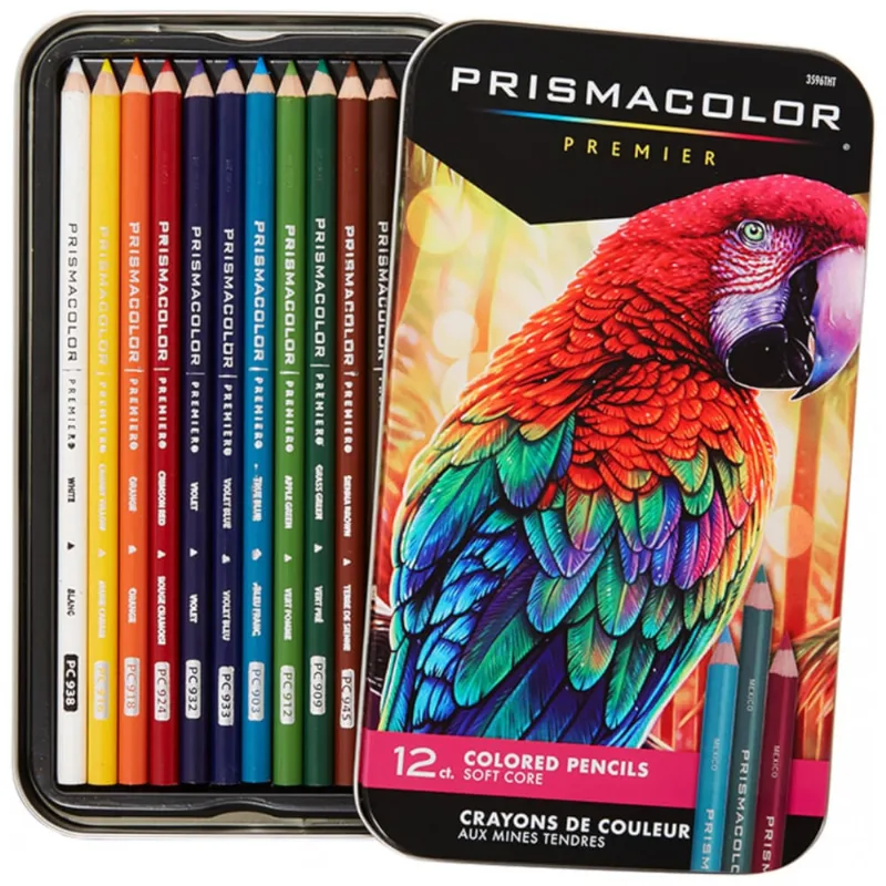 Lápis de Cor Prismacolor Premier, Soft Core, Adult Coloring, Jogo com 12 Cores Sortidas