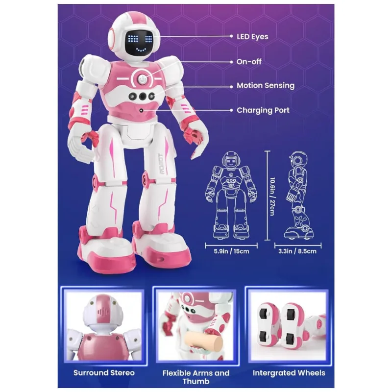 Brinquedo Robô Programável de Controle Remoto e Sensor de Gestos para Crianças - Presente de Aniversário Ideal para Meninos de 4 a 10 Anos,EduCuties