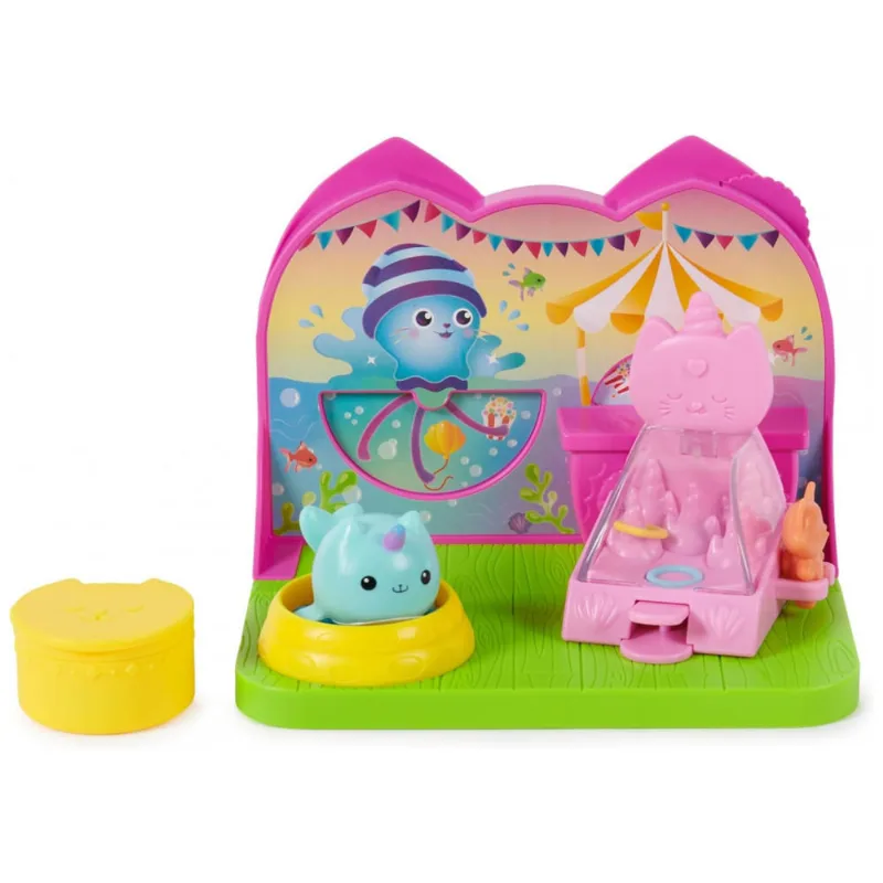 Sala de Carnaval do Narval Felino da Casinha da Gabby, com Figura de Brinquedo, Surpresas e Móveis de Casinha de Boneca, Gabby's Dollhouse