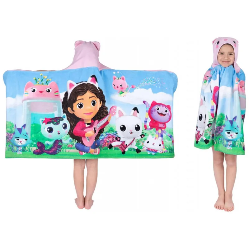 Toalha com Capuz de Algodão Macio Franco Kids DreamWorks Gabby's Dollhouse para Banho, Piscina e Praia, 61 cm x 127 cm