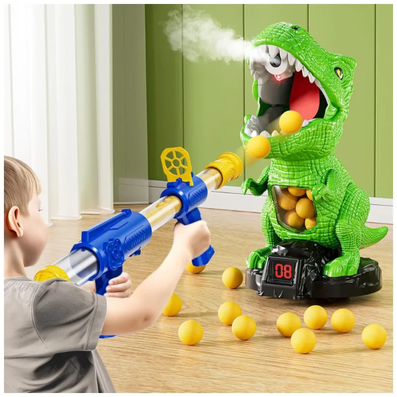Brinquedo de Dinossauro Móvel com Arma de Ar para Crianças de 3 a 8 Anos - Jogo Interativo de Tiro com Alvo Móvel e Óculos, NIPLOOOW