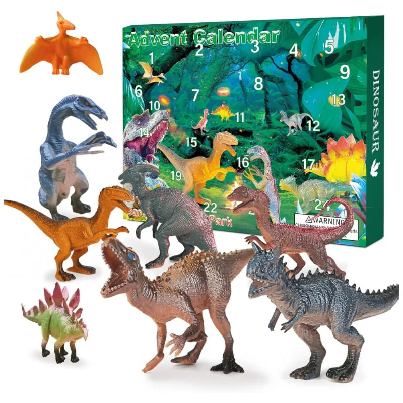 Calendário do advento de natal 2025 estatueta de dinossauro realista,Myouth