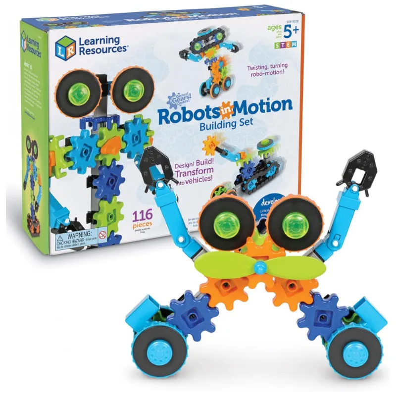 Learning Resources Gears! Gears! Gears! Robots in Motion – Kit STEM com 116 Peças para Construção de Robôs e Máquinas, Crianças 5+