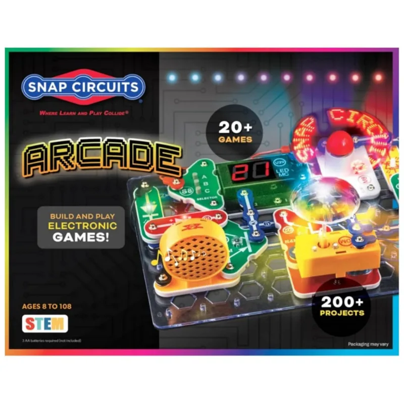 Snap Circuits Arcade – Kit Educacional de Eletrônica com Mais de 200 Projetos e 20 Jogos Interativos para Crianças a Partir de 8 Anos