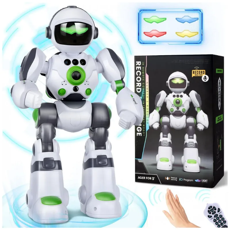 Robô Programável Preto e Prateado – Zreswap Robot Toys: Programmable Dancing Robot com Controle Remoto, Gravação de Voz e Controle por Gestos