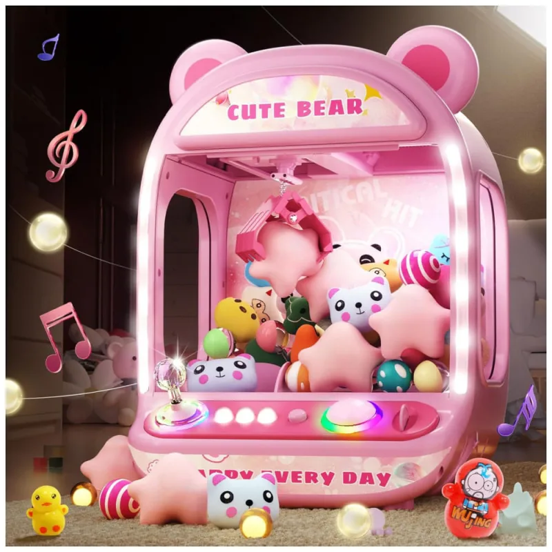 Skirfy Máquina de Garra Mini Arcade Rosa para Crianças, Brinquedo Vending Machine com Prêmios e Som, Presente de Aniversário para Idades 6-12 - Ecletiq