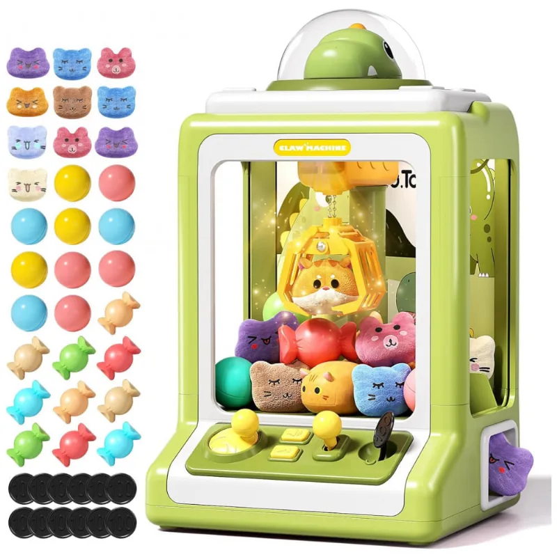 Máquina de Garra Mini Arcade Skirfy Dinosaur para Crianças com Música e Prêmios, 30 Brinquedos Inclusos