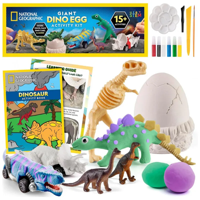 Giant Dinosaur Egg Activity Kit Multicolorido – 15+ Atividades de Dinossauros e Escavação, National Geographic