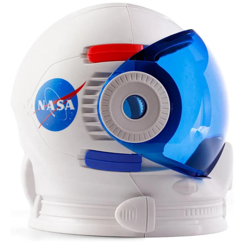 NASA Astronaut Helmet Capacete Espacial Infantil com Visor Funcional e Adesivos para Fantasia e Brincadeiras Educativas Blue Marble
