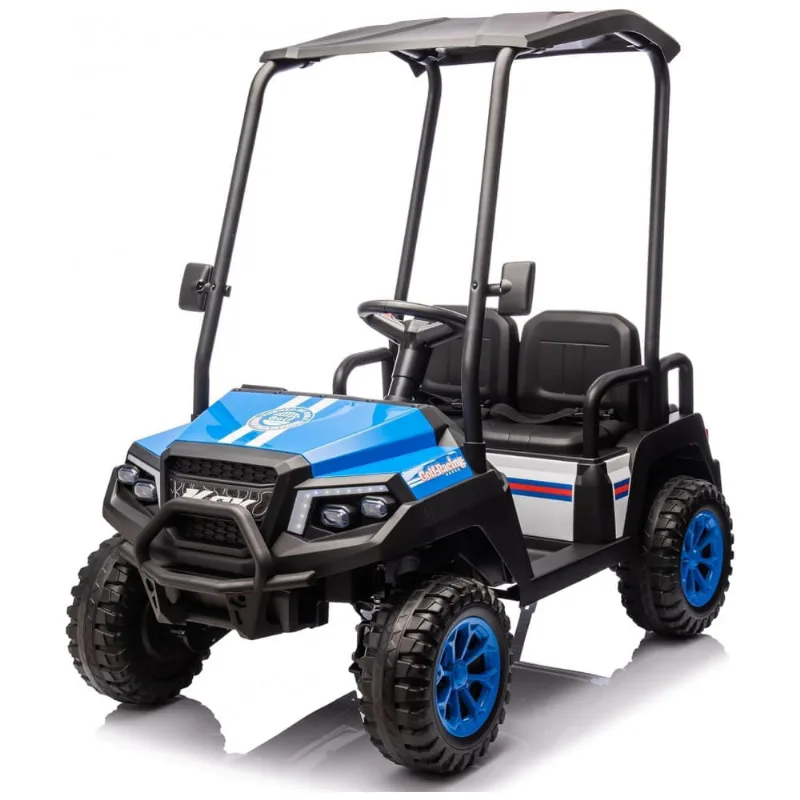 Carrinho Elétrico Infantil 4x4 24V Sopbost, 4 Lugares, Controle Remoto, Suspensão EVA, 4 Motores, MP3 Bluetooth, Azul