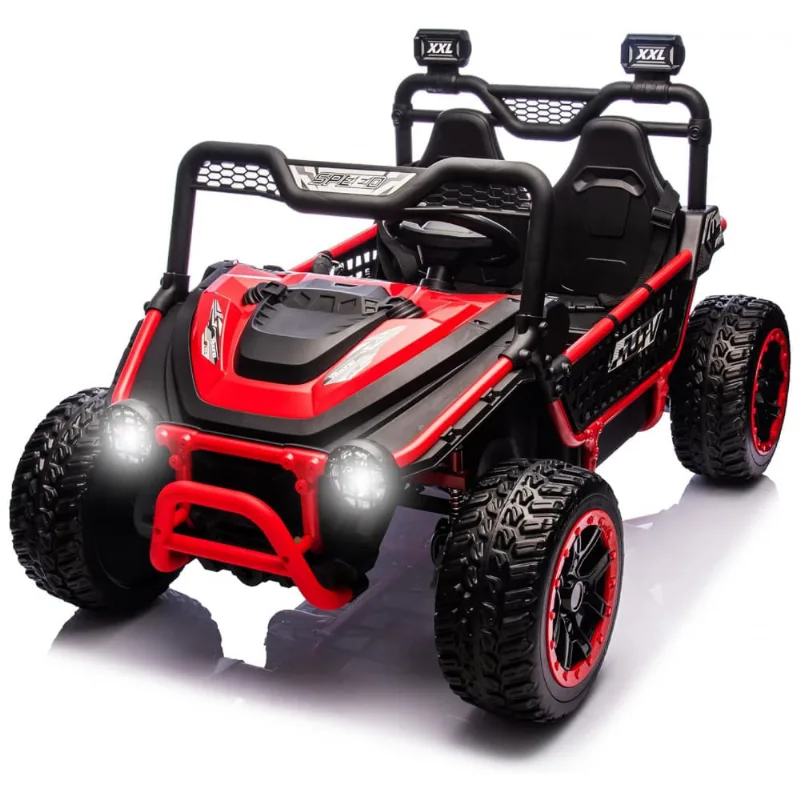 UTV Infantil Elétrico Sopbost Vermelho 24V 2 Lugares XXL 4 Motores 75W 4WD Pneus EVA Controle Remoto Bluetooth Estrutura Metálica