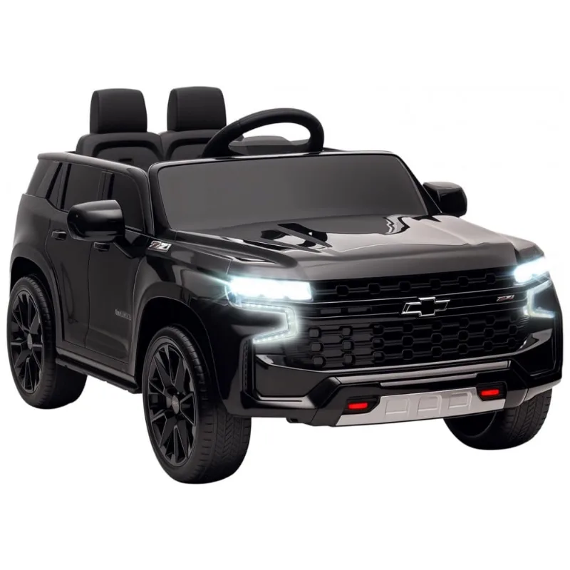 Carro Elétrico Infantil Aosom Chevrolet Tahoe 12V 7Ah, Controle Remoto, Luzes LED, Música, Suspensão, 3 Velocidades, Preto