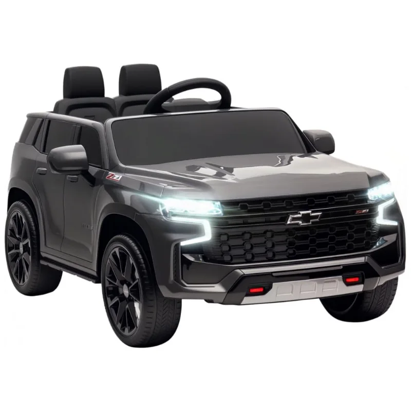 Carro Elétrico Infantil Aosom Chevrolet Tahoe 12V 7Ah com Controle Remoto, Luzes LED, Música, Suspensão e 3 Velocidades - Cinza