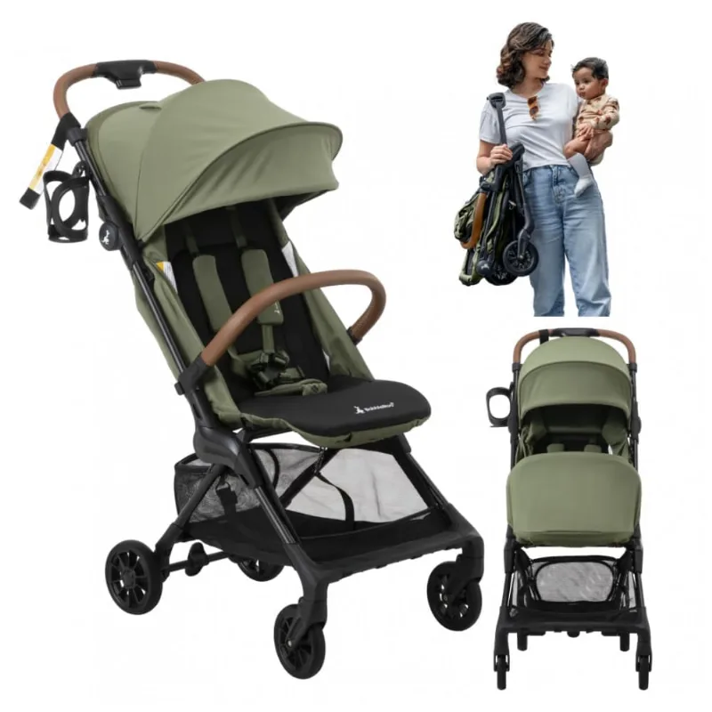 Carrinho Compacto BabbleRoo Hoplite Verde Seagrass - Leve 5,6 kg, Estrutura Aço Liga, Dobrável Rápido, Reclinação 175°, Capota Impermeável UPF 50+
