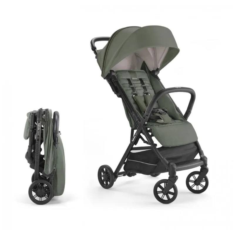 Carrinho de Bebê Inglesina Quid 2 Verde Crocodilo - Ultraleve Compacto, Dobrável, Reclinação Multiposição, Capota UV 50+