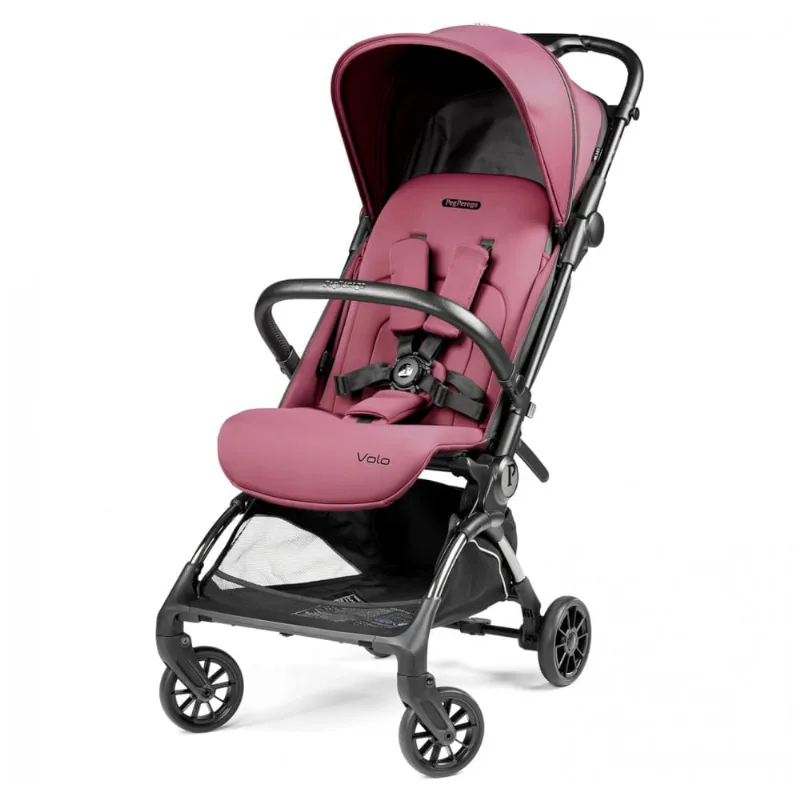 Carrinho de Bebê Peg Perego Volo Malva (Dusty Rose), Ultra Leve 5,4 kg, Dobrável Compacto, Assento Reclinável, Capota UPF 50+, Cinto 5 Pontos