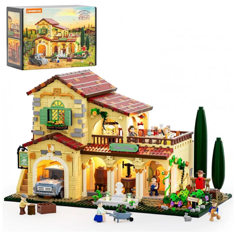 Conjunto de blocos de montar Lumibricks Farm Vineyard-Estate vinícola mediterrânea com iluminação LED, 2800 peças