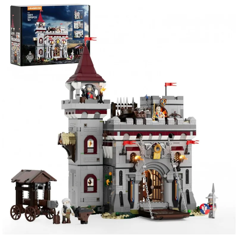 Castelo medieval Lumibricks Castle Armory com iluminação LED, armaria modular 2895 peças