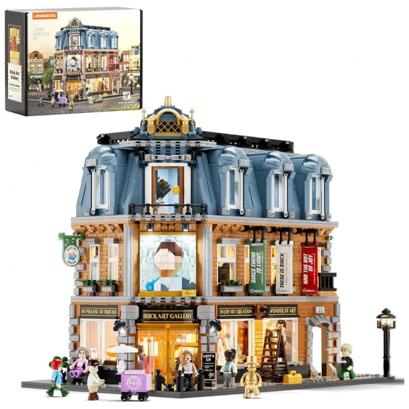 Galeria Arte Brick Lumibricks Bege com 22 LEDs, 3400 Peças, Modular 48x32, 60+ Impressas, Modelo L9085