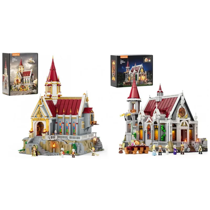 Salão Banquete Castelo Medieval Lumibricks Cinza com 15 LEDs, 42 Peças Impressas, Paredes Removíveis, ASIN B0FWB1KYQS