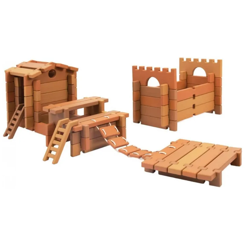 Conjunto de blocos de construção Guidecraft Tabletop Notch Blocks Western com 85 peças em plástico TPE para arquitetura em miniatura