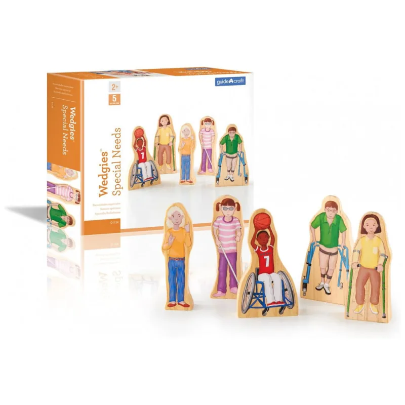 Figuras Wedgies Guidecraft Multicolor Crianças com Necessidades Especiais 5 Peças Madeira Dupla Face G1124