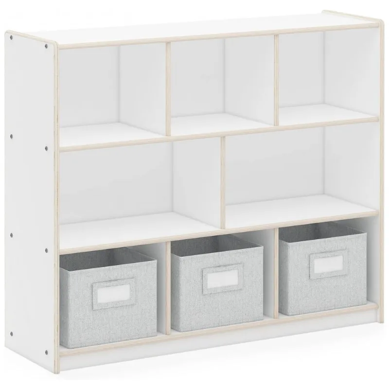 Estante baixa Guidecraft EdQ 3-Shelf 8-Compartment Storage 36" Branca com 3 prateleiras e 8 nichos 107cm