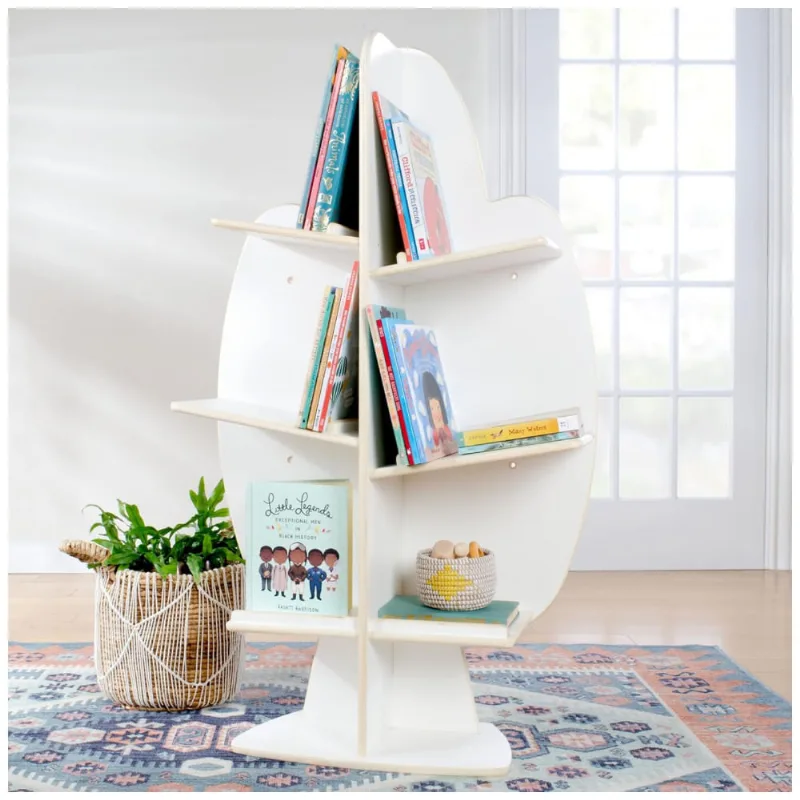 Estante infantil árvore de leitura Guidecraft EdQ Branca em madeira bétula com 3 prateleiras 122cm