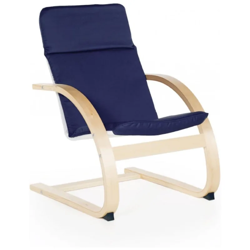 Cadeira Infantil Guidecraft Kiddie Rocker Azul, Madeira Bétula com Estofamento em Lona, Conforto e Durabilidade, Modelo GD-6340K