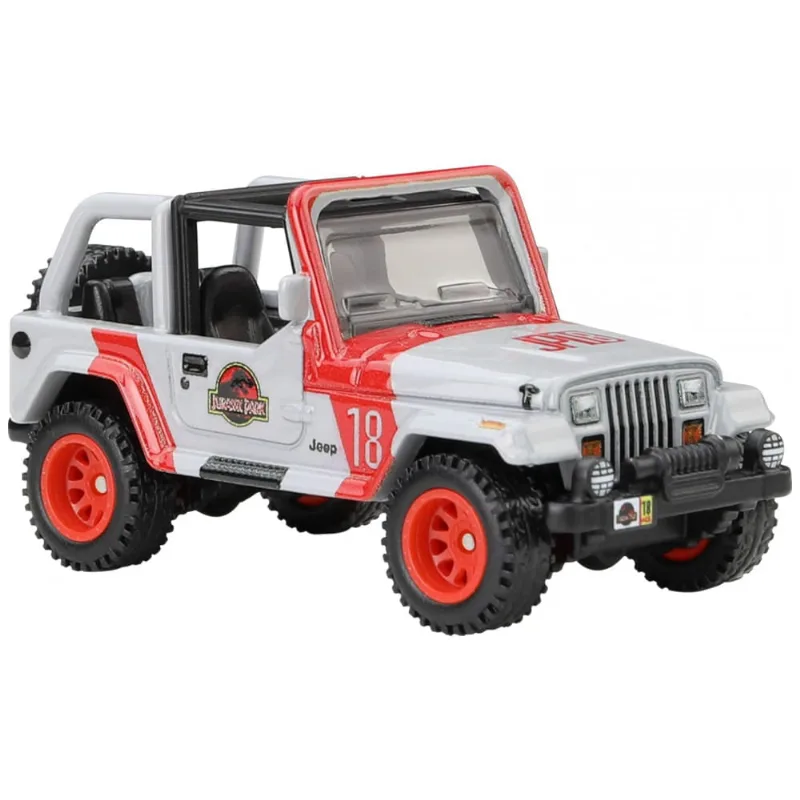 Hot Wheels Premium Jurassic Park Jeep Wrangler Sahara veículo 1:64 em metal colecionável