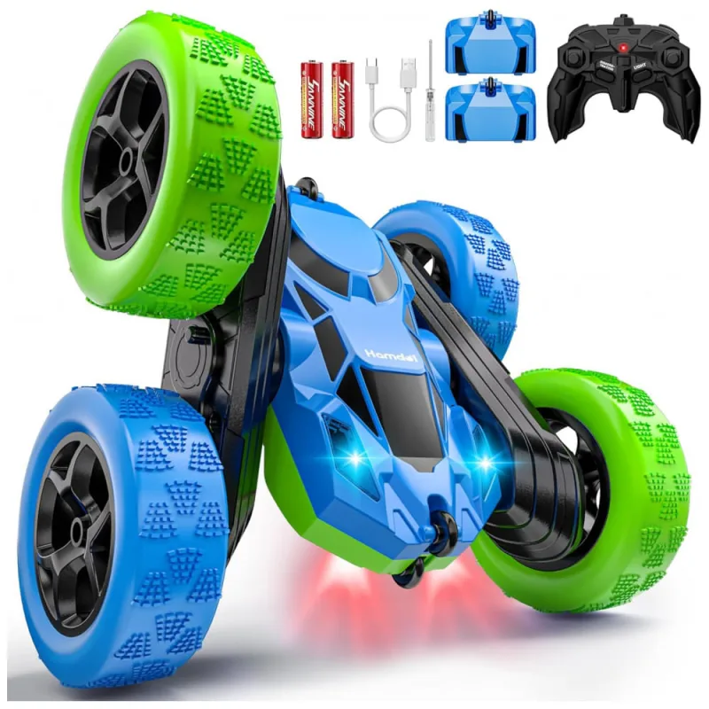 Carrinho de controle remoto STEM Hamdol 360° Stunt Car dupla face com luzes LED e giros 360° - Ecletiq
