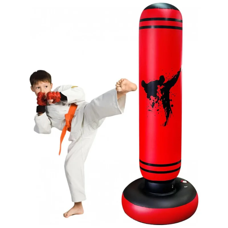 ZHUYNXIR Punching Bag Infantil Inflável Vermelho e Preto - Bolsa de Boxe Portátil para Crianças