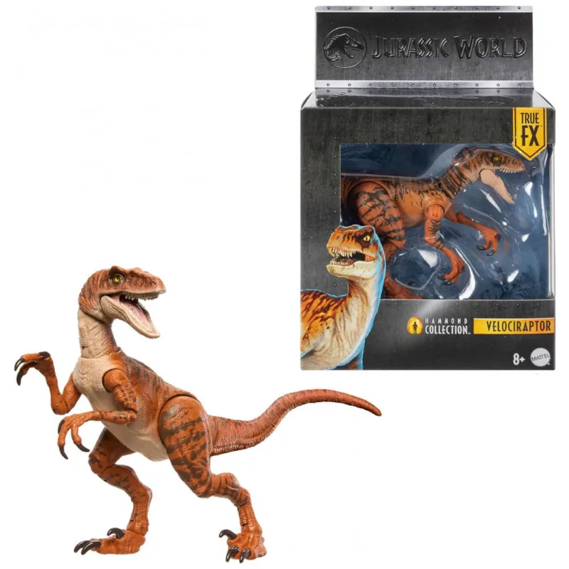 Mattel Jurassic World Hammond Collection Atrociraptor Tiger com 13 Pontos de Articulação e Olhos de Vidro Realistas