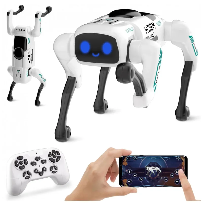 Cachorro robô inteligente educativo Dingdongwu STEM com controle remoto e app 30 ações programáveis