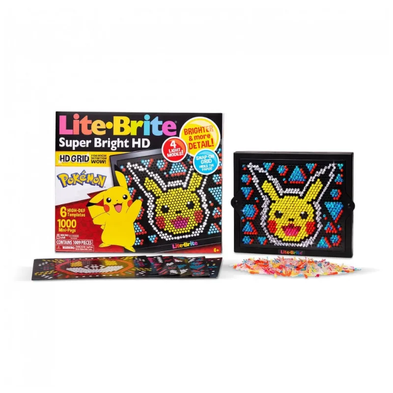Lite Brite Super Bright HD Pokémon Edition com Tela Iluminada e 1.000 Pinos Coloridos