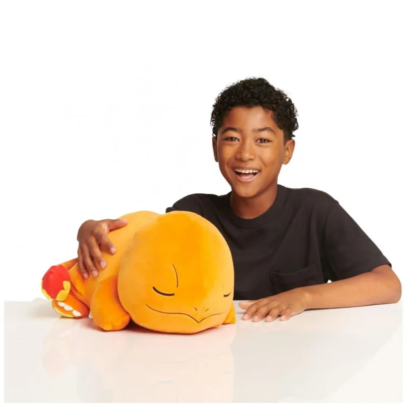 Pelúcia Pokémon Charmander Jazwares laranja deitada para dormir tamanho 46 cm