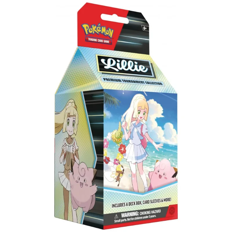 Coleção Premium de Torneio Pokémon TCG Lillie com 6 Boosters, Sleeves e Acessórios