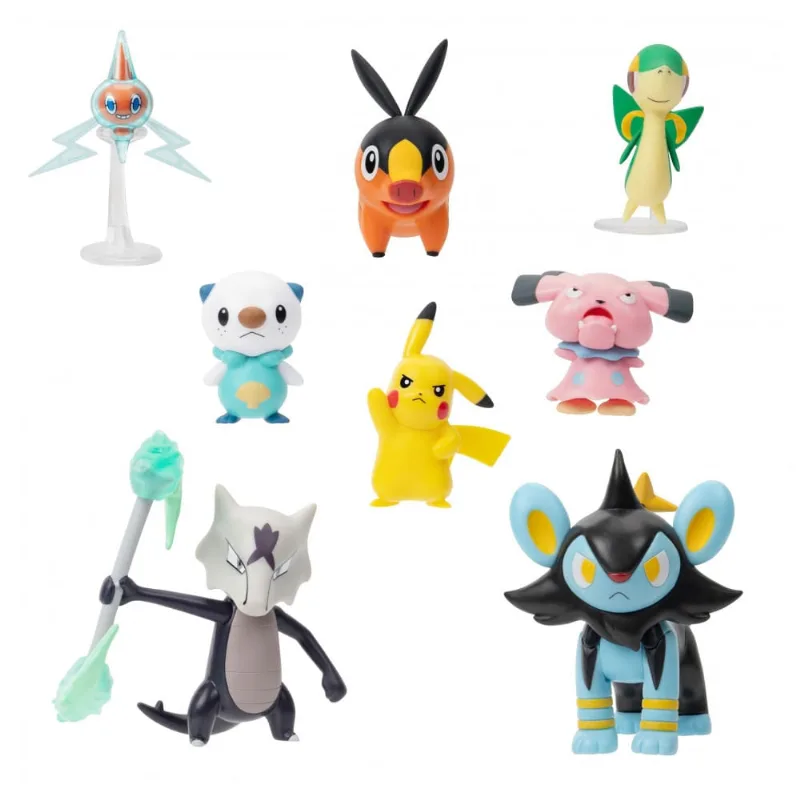 Conjunto de figuras Pokémon Battle Figure 8 Pack Jazwares 6 bonecos 5cm e 2 bonecos 8cm com Pikachu para batalhas e exposição