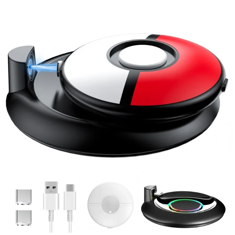 Estação de carregamento KUNSLUCK para Pokémon GO Plus + com dock RGB, conector magnético USB-C e capa de silicone