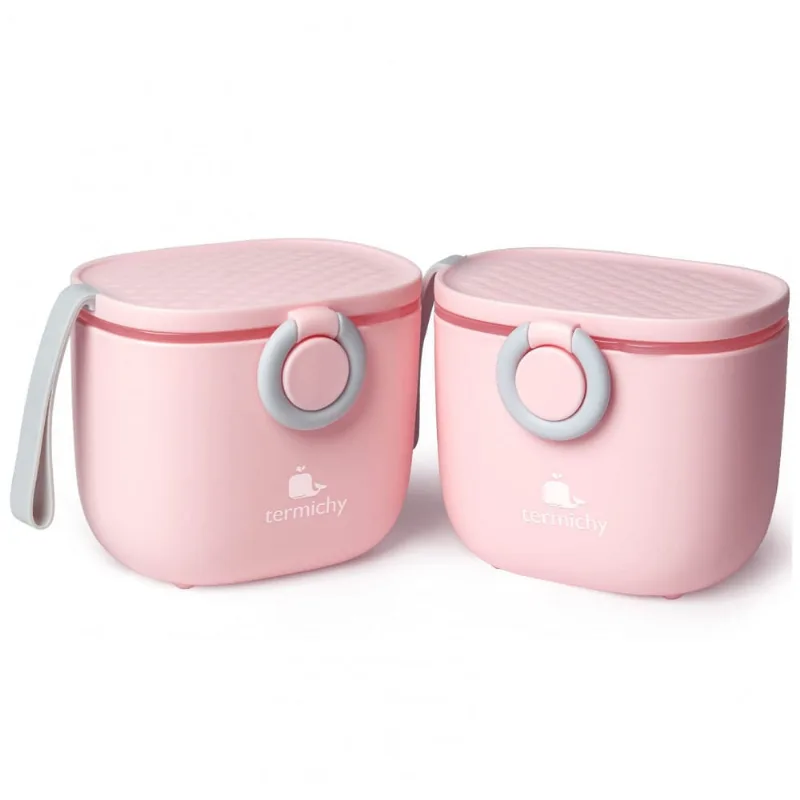 Dispenser Fórmula Bebê Termichy Rosa Portátil com Alça e Colher 250g 2un