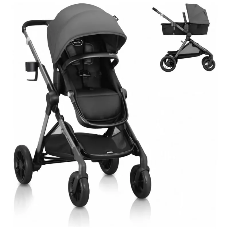 Carrinho Evenflo Pivot Xpand Cinza Sabino Modular Simples para Duplo até 25 kg