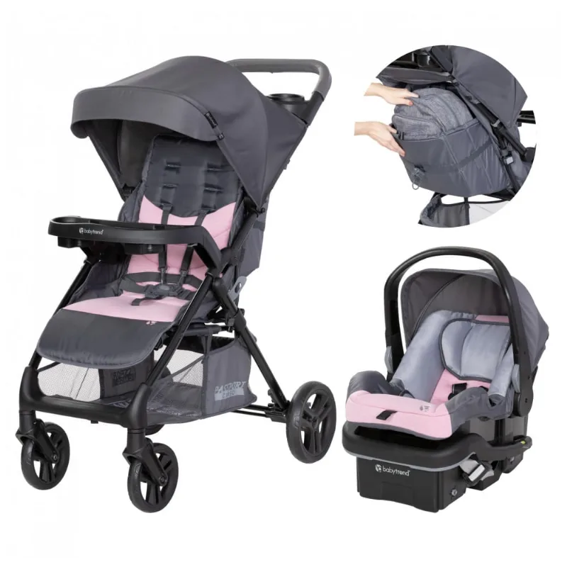 Sistema de Viagem Baby Trend Passport Cargo Rosa Bambu com Cadeirinha EZ-Lift Plus Recém-nascido a 13,6 kg