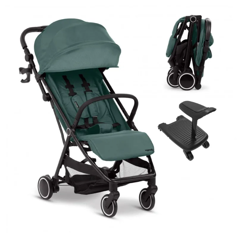 Carrinho de Bebê Ingenuity 3D Travelmate Pro Verde com Plataforma Dobrável para Segunda Criança 0 a 22,7 kg