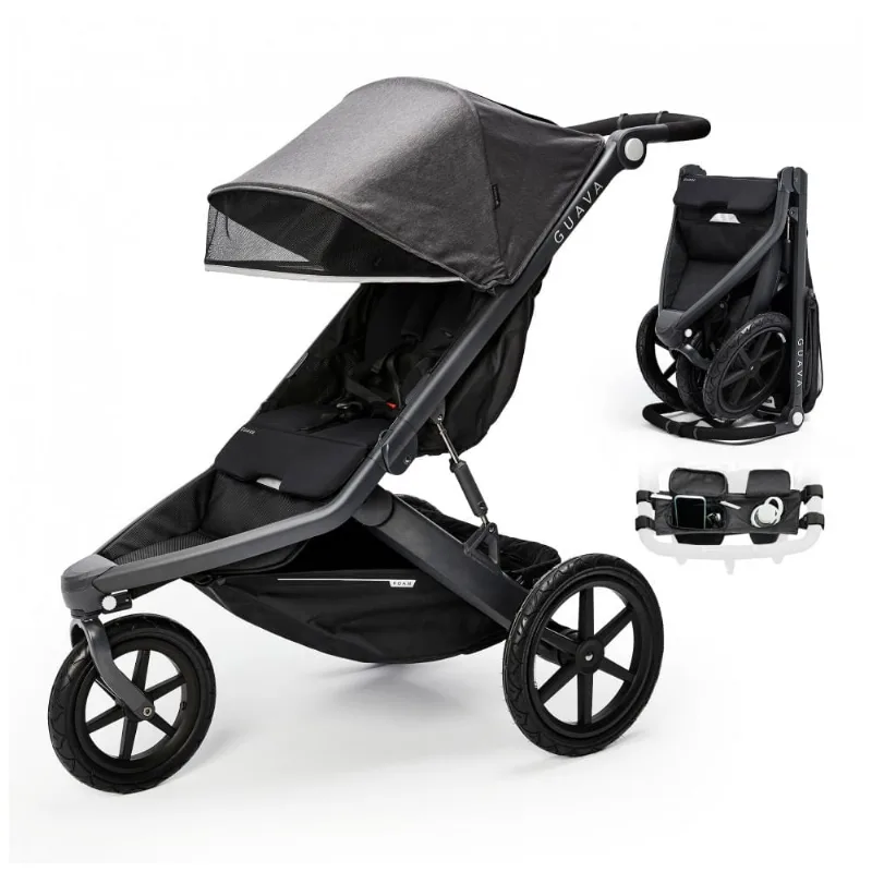 Carrinho de Corrida Guava Roam Cinza Carvão Compacto com Dobra 3D até 27,2 kg