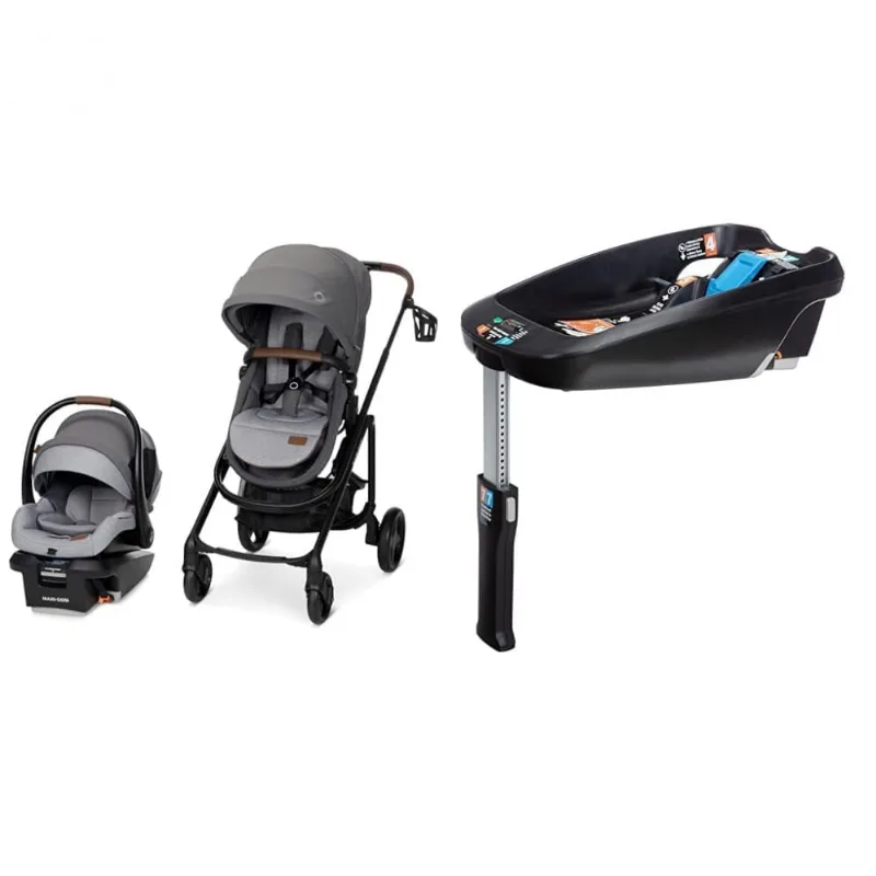 Cadeirinha Maxi-Cosi Tayla Max Travel System com Mico Luxe+ Cinza Sistema 5-em-1 Recém-nascido