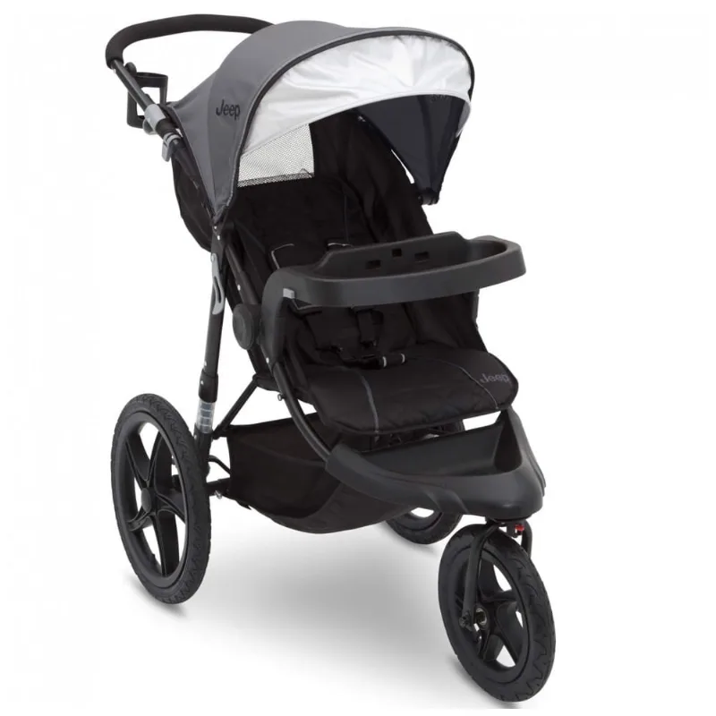 Carrinho de Corrida Jeep Classic Cinza Sistema de Viagem com Suspensão e Compatibilidade com Cadeirinha