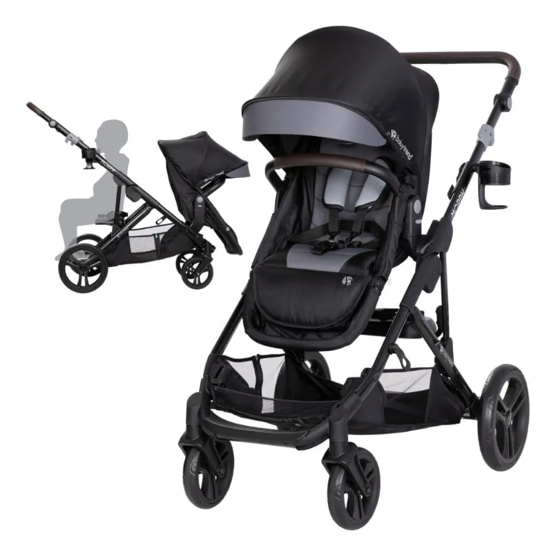 Carrinho Baby Trend Morph Preto Modular Conversível de Individual para Duplo até 22,7 kg