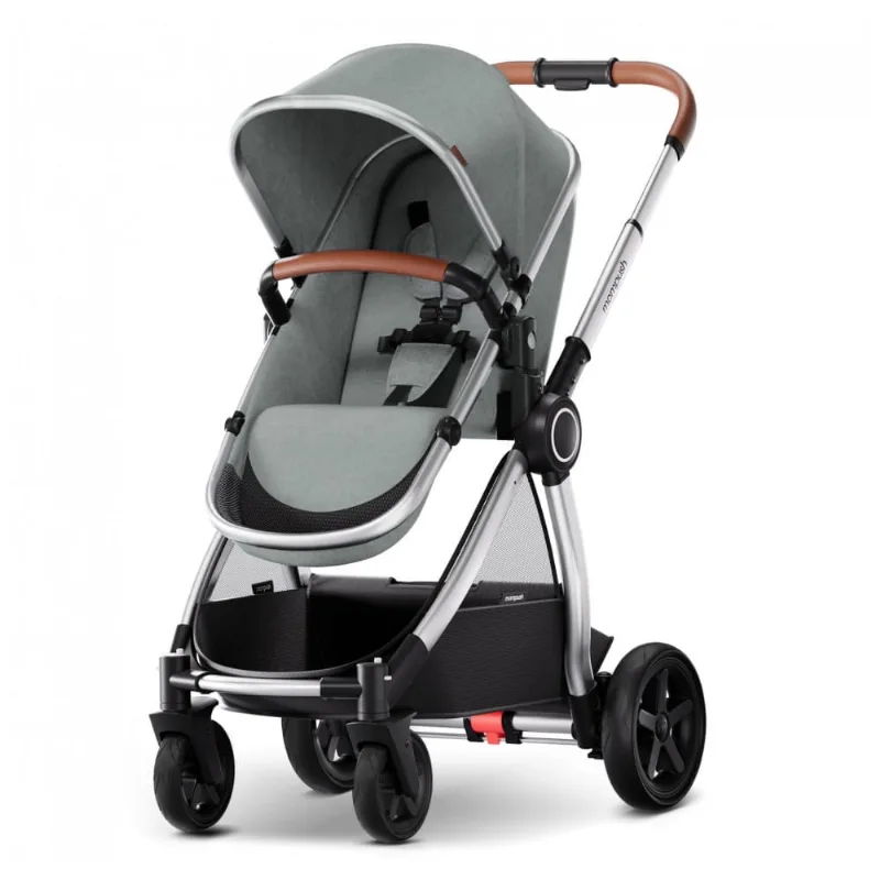 Carrinho Mompush Ultimate2 Cinza Conversível Premium com Adaptador Bebê Concha